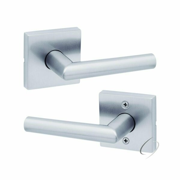 Kwikset Milan Lever with Square Rose Passage Door Lock with 6AL Latch and RCS Strike Satin Chrome Finish 720MILSQT-26D